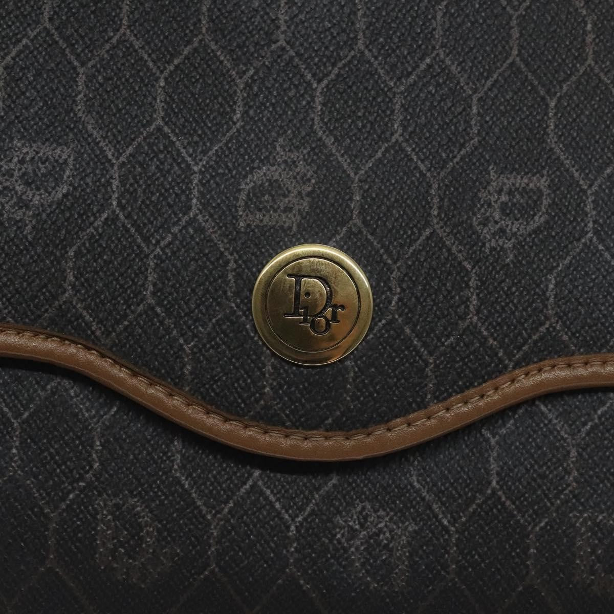 Christian Dior Vintage Honeycomb Flap Crossbody Bag Coated Canvas, BLACK, CANVAS, Crossbody bag