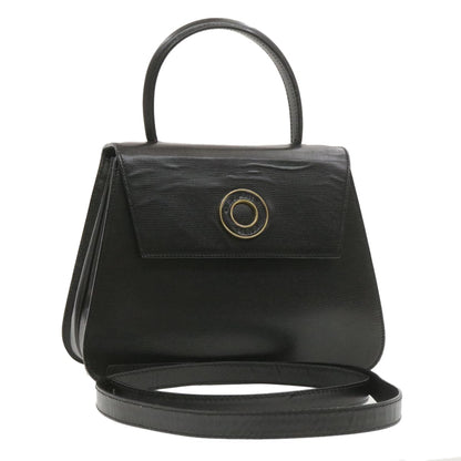 Celine Circle Logo Handbag Leather, BLACK, LEATHER, Handbag