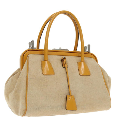 Prada Madras Cerniera Doctor Bag Canvas and Leather, BEIGE, CANVAS, Handbag