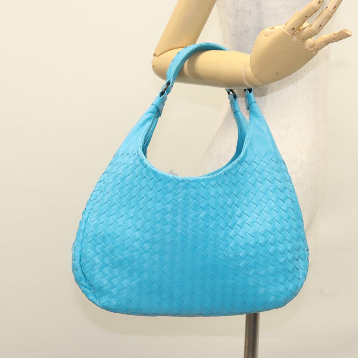 Bottega Veneta Campana Hobo Intrecciato Nappa, BLUE, LEATHER, Handbag