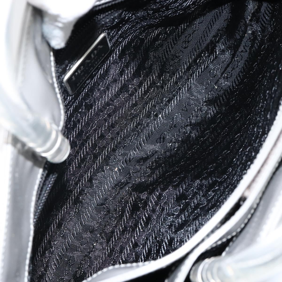 Prada Resin Handle Tote Patent Leather, GRAY, PATENT_LEATHER, Handbag