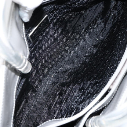 Prada Resin Handle Tote Patent Leather, GRAY, PATENT_LEATHER, Handbag