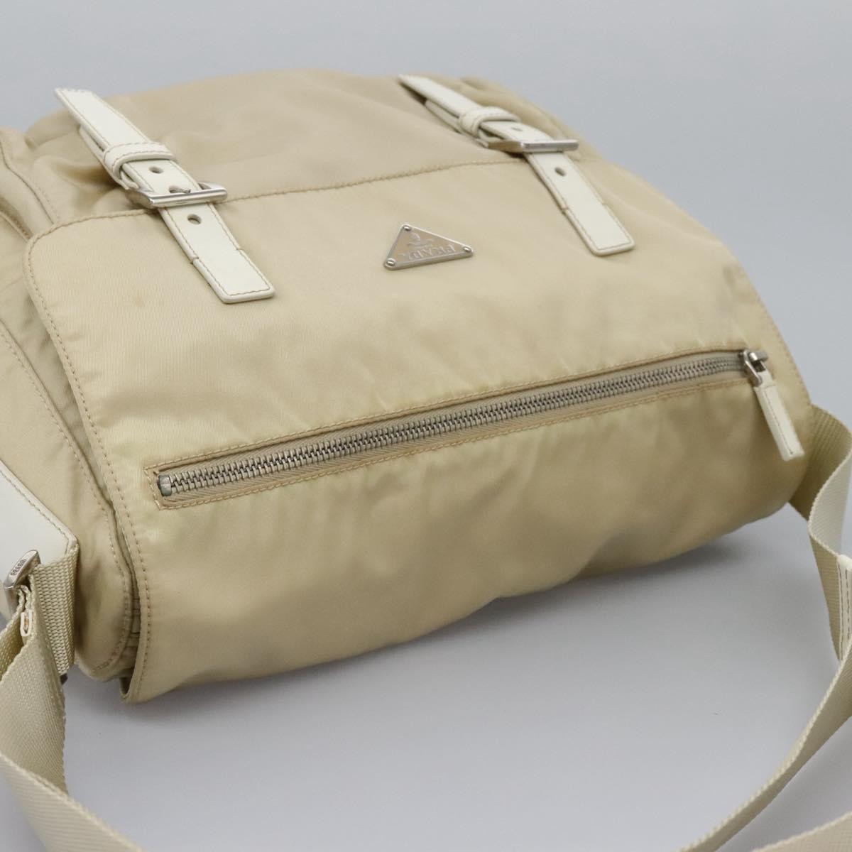 Prada Double Buckle Flap Messenger Bag Tessuto, BEIGE, NYLON, Shoulder bag