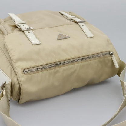 Prada Double Buckle Flap Messenger Bag Tessuto, BEIGE, NYLON, Shoulder bag