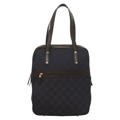 Salvatore Ferragamo Gancini handbag Canvas and Leather, NAVY, CANVAS, Handbag