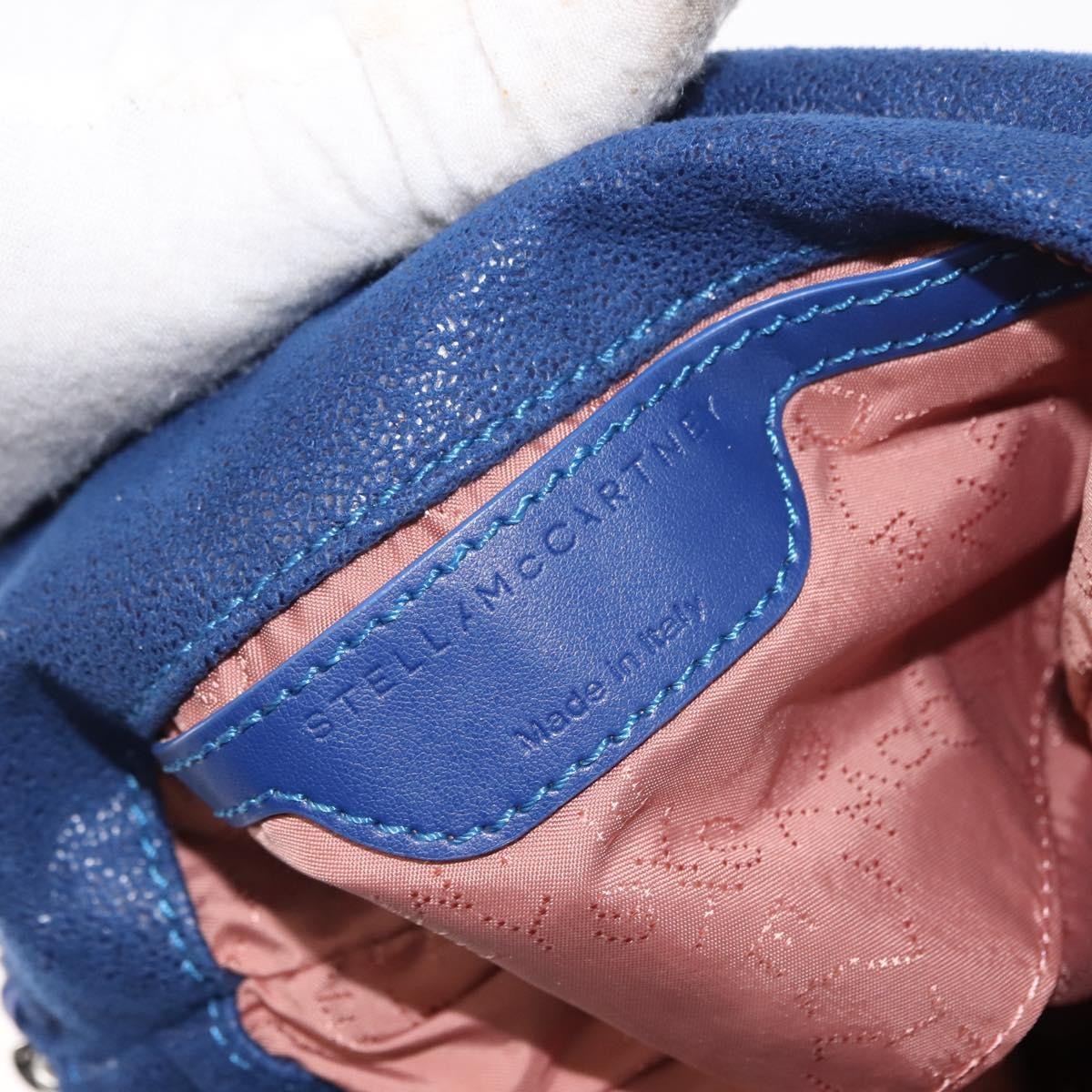 Stella McCartney Falabella Fold Over Crossbody Bag Shaggy Deer, BLUE, POLYESTER, Shoulder bag