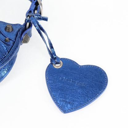 Balenciaga Le Cagole Giant Studs Shoulder Bag Leather, BLUE, LEATHER, Shoulder bag