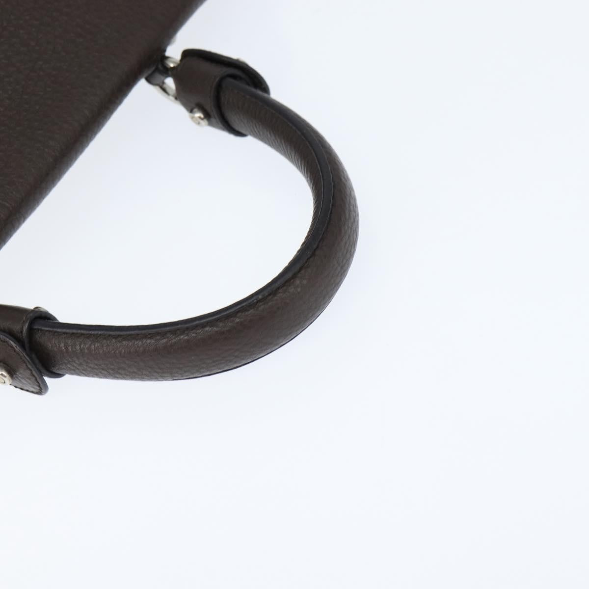 Salvatore Ferragamo Gancini handbag Leather, BROWN, LEATHER, Handbag