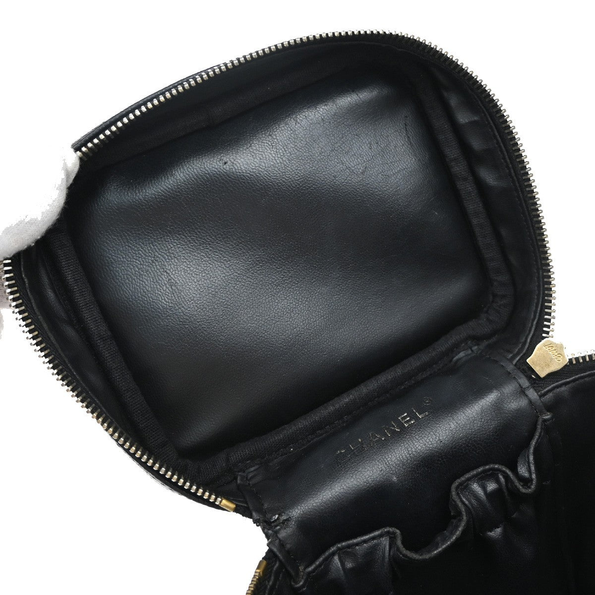 Chanel Vintage Timeless Cosmetic Case Caviar, BLACK, LEATHER, Clutche & pouche