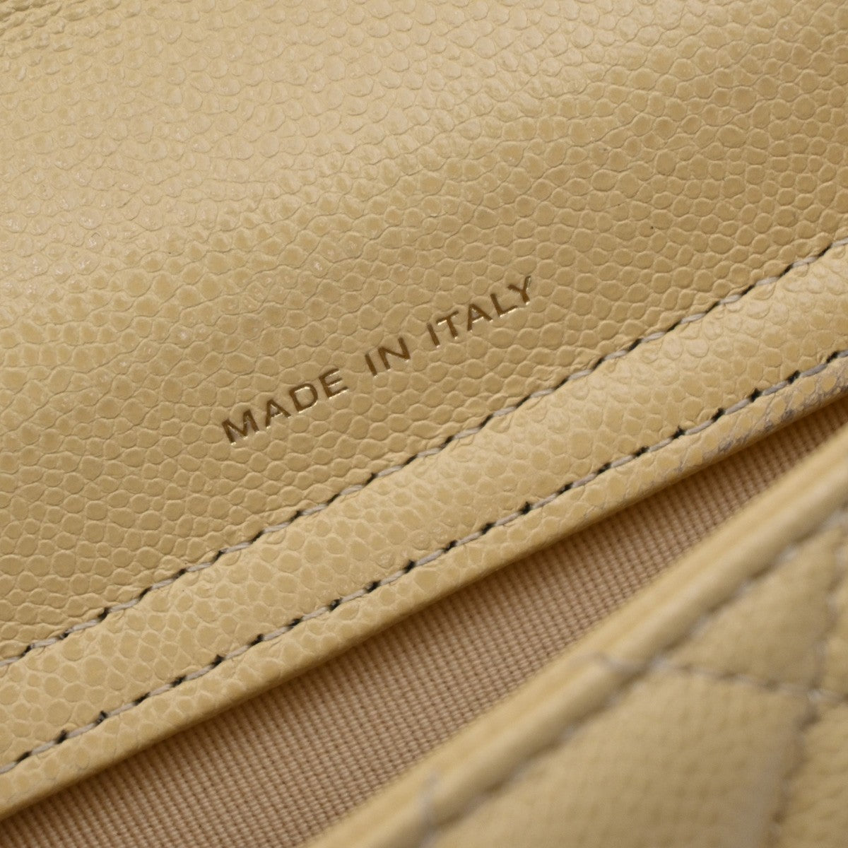 Chanel Classic Sunglasses Case with Chain Quilted Caviar, BEIGE, LEATHER, Clutche & pouche