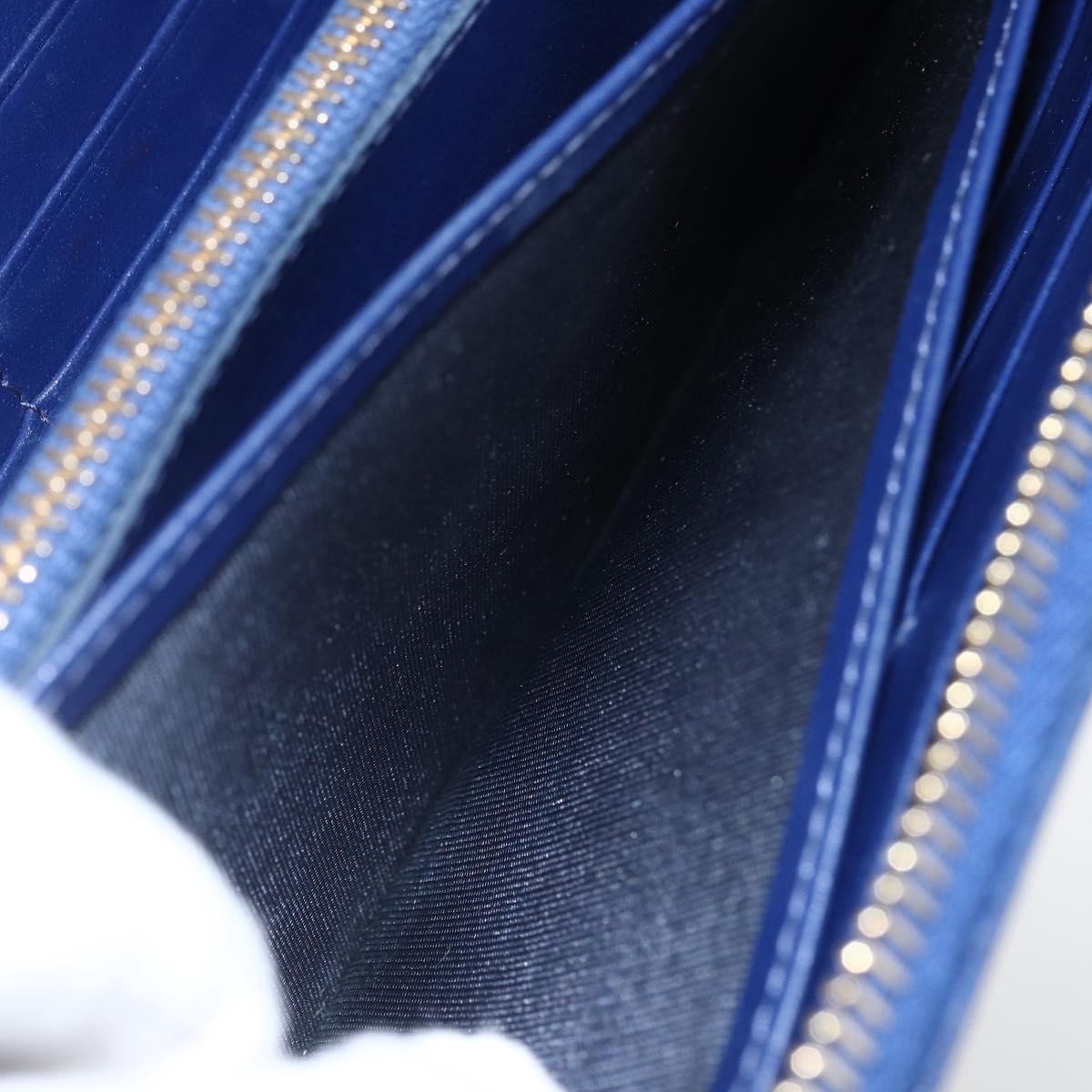 Prada Zip Around Organizer Wallet Saffiano Leather with Applique, BLUE, LEATHER, Wallets