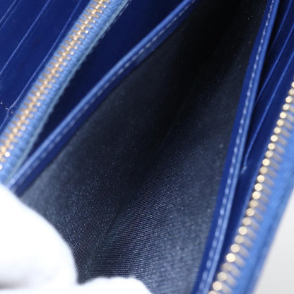 Prada Zip Around Organizer Wallet Saffiano Leather with Applique, BLUE, LEATHER, Wallets
