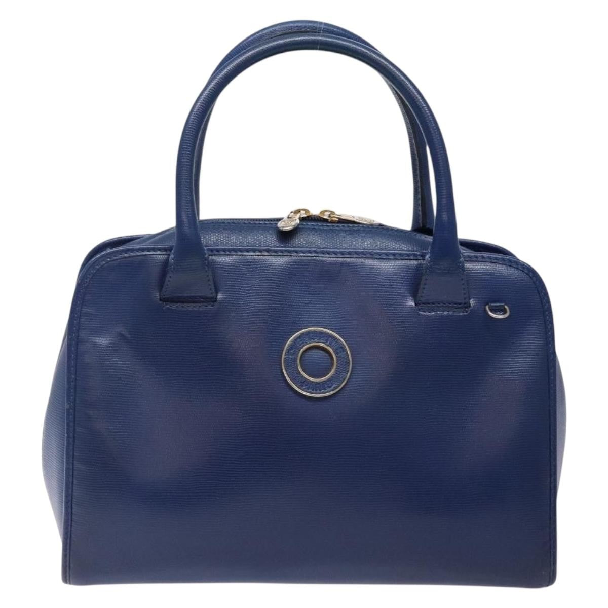 Celine Circle Logo Handbag Leather, BLUE, LEATHER, Handbag