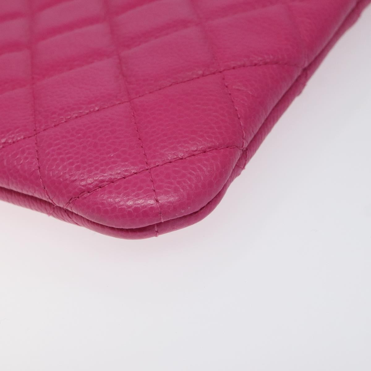 Chanel O Case Clutch Quilted Caviar, PINK, LEATHER, Clutche & pouche
