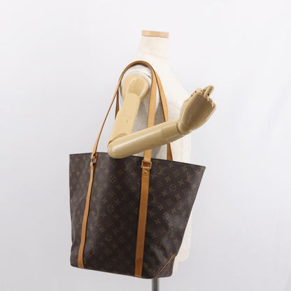 Louis Vuitton Shopping Sac Handbag Monogram Canvas, BROWN, CANVAS, Tote bag
