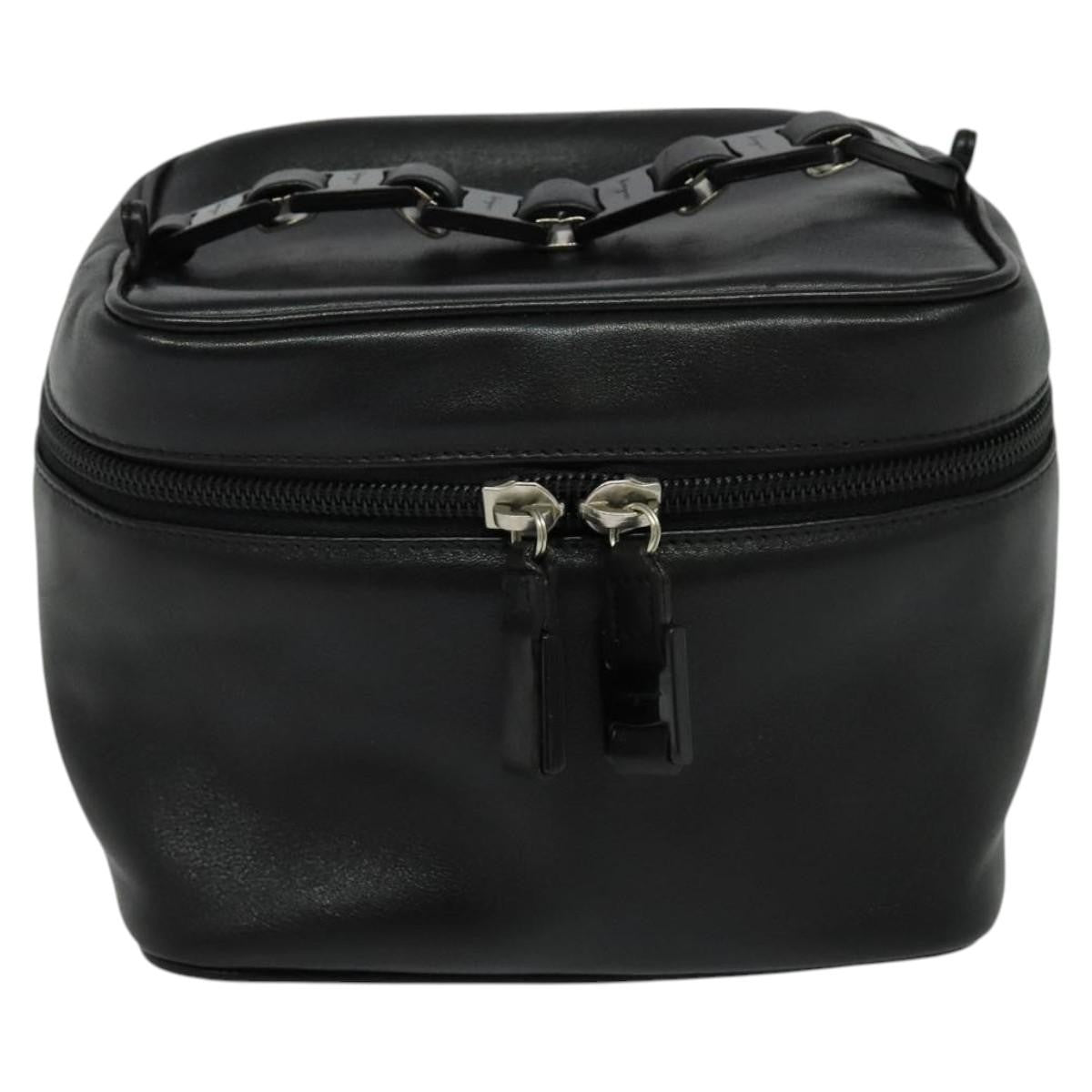 Salvatore Ferragamo Vintage Gancini Pochette Leather, BLACK, LEATHER, Handbag