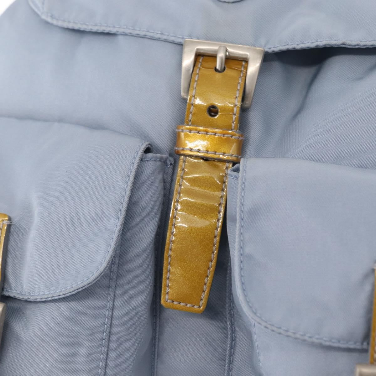 Prada Vela Double Front Pocket Backpack Tessuto with Saffiano Leather, BLUE, NYLON, Backpack