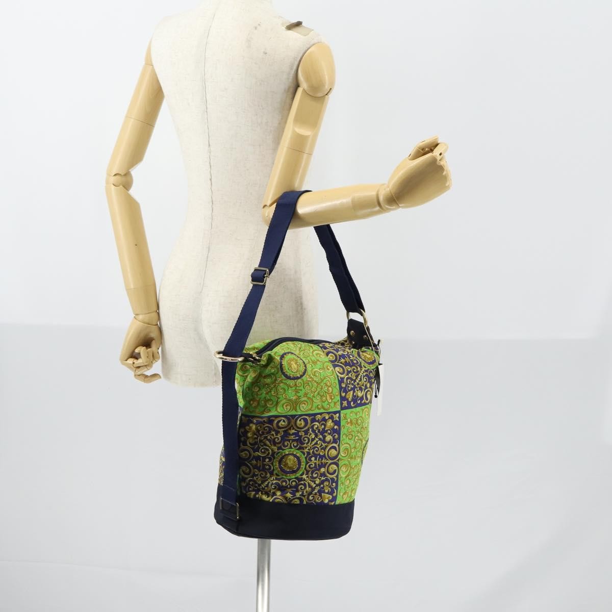 Versace Vintage Shoulder Bag Cotton, GREEN, COTTON, Shoulder bag