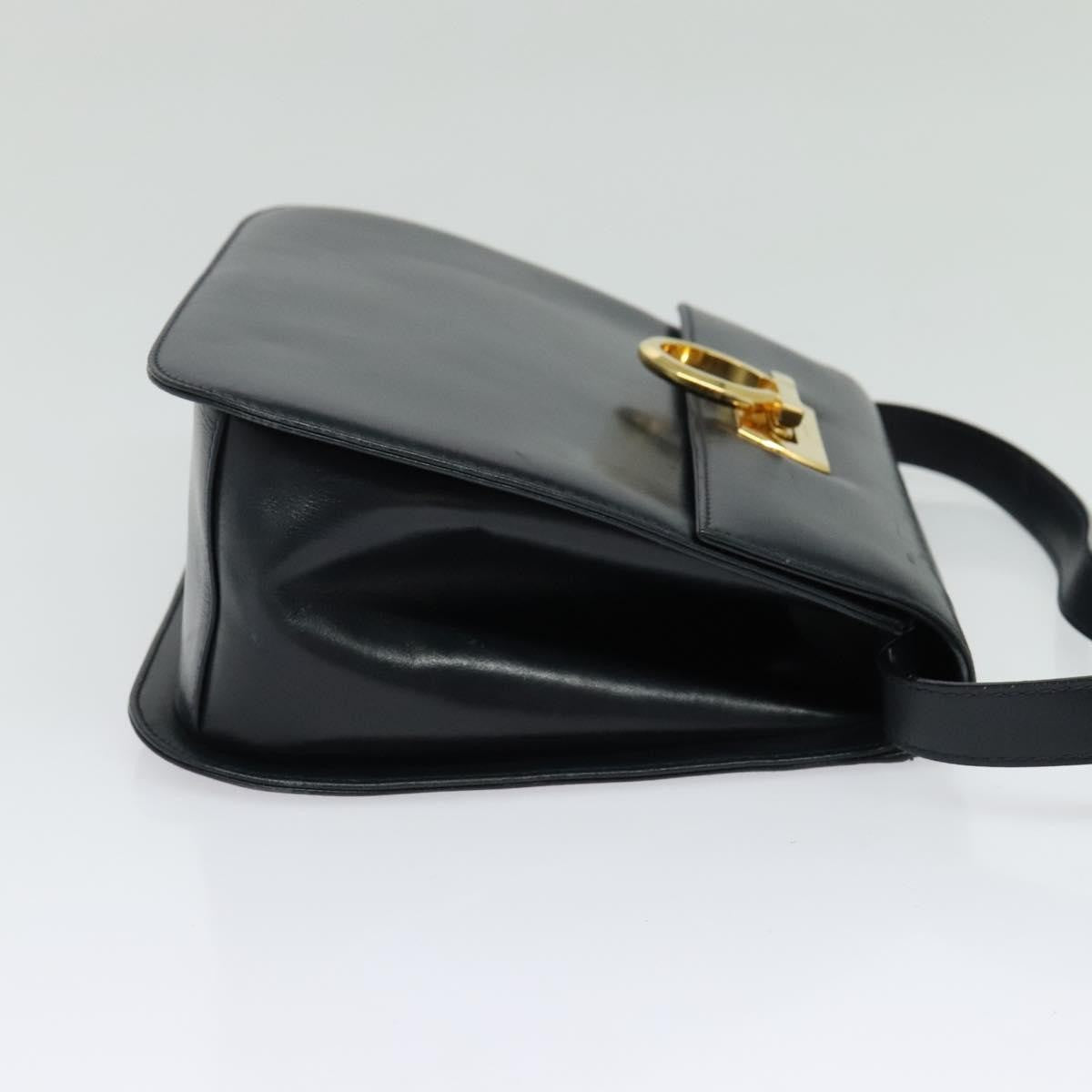 Salvatore Ferragamo Gancini Shoulder Bag Leather, NAVY, LEATHER, Shoulder bag