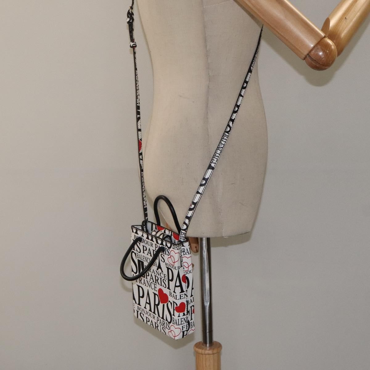 Balenciaga Shopping Phone Holder Printed Leather, WHITE, LEATHER, Tech accessory