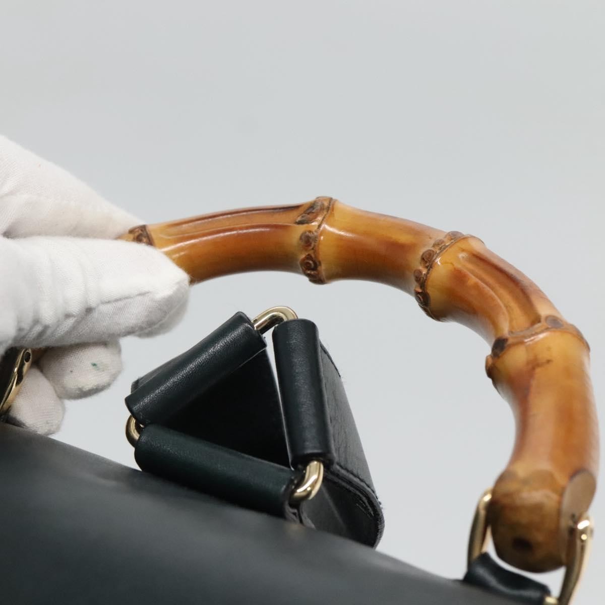 Gucci Vintage Bamboo Backpack Leather, BLACK, LEATHER, Backpack