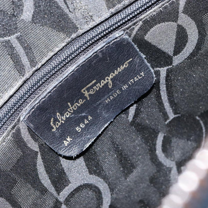 Salvatore Ferragamo Gancini handbag Leather, NAVY, LEATHER, Handbag