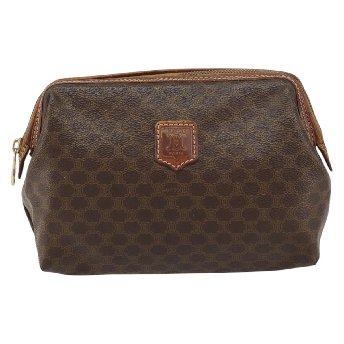 Celine Macadam Pochette Canvas and Leather, BROWN, CANVAS, Clutche & pouche