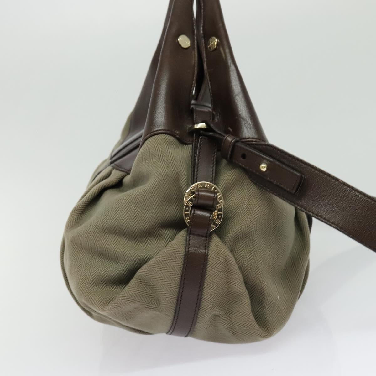 Bvlgari Chandra Hobo Canvas and Leather, BROWN, LEATHER, Handbag
