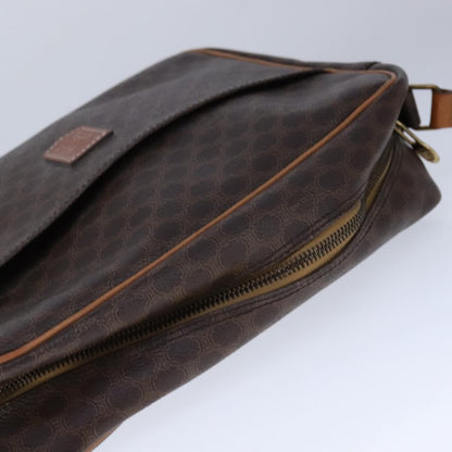 Celine Vintage Macadam Shoulder Bag Leather, BROWN, PVC,Leather,Canvas, Shoulder bag