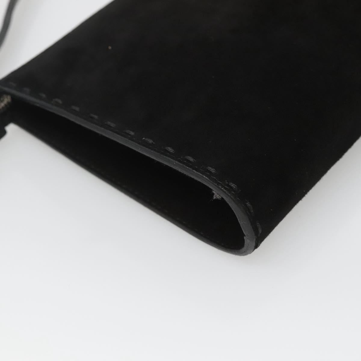 Salvatore Ferragamo Gancini handbag Suede, BLACK, SUEDE, Handbag