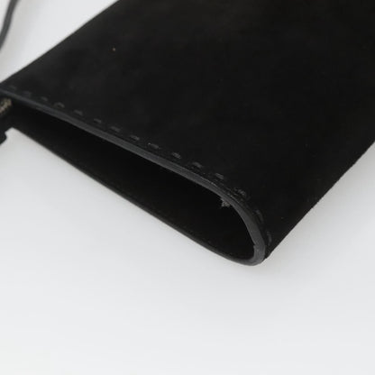 Salvatore Ferragamo Gancini handbag Suede, BLACK, SUEDE, Handbag