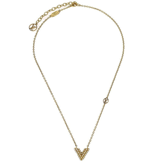 Louis Vuitton Essential V Perle Necklace Metal with Faux Pearls, Gold, Gold Plated, Necklace