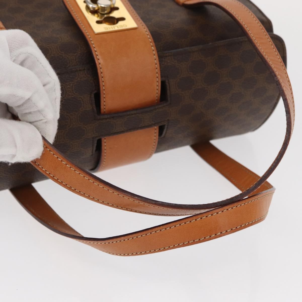 Celine Vintage Macadam Handbag Canvas and Leather, BROWN, CANVAS, Handbag