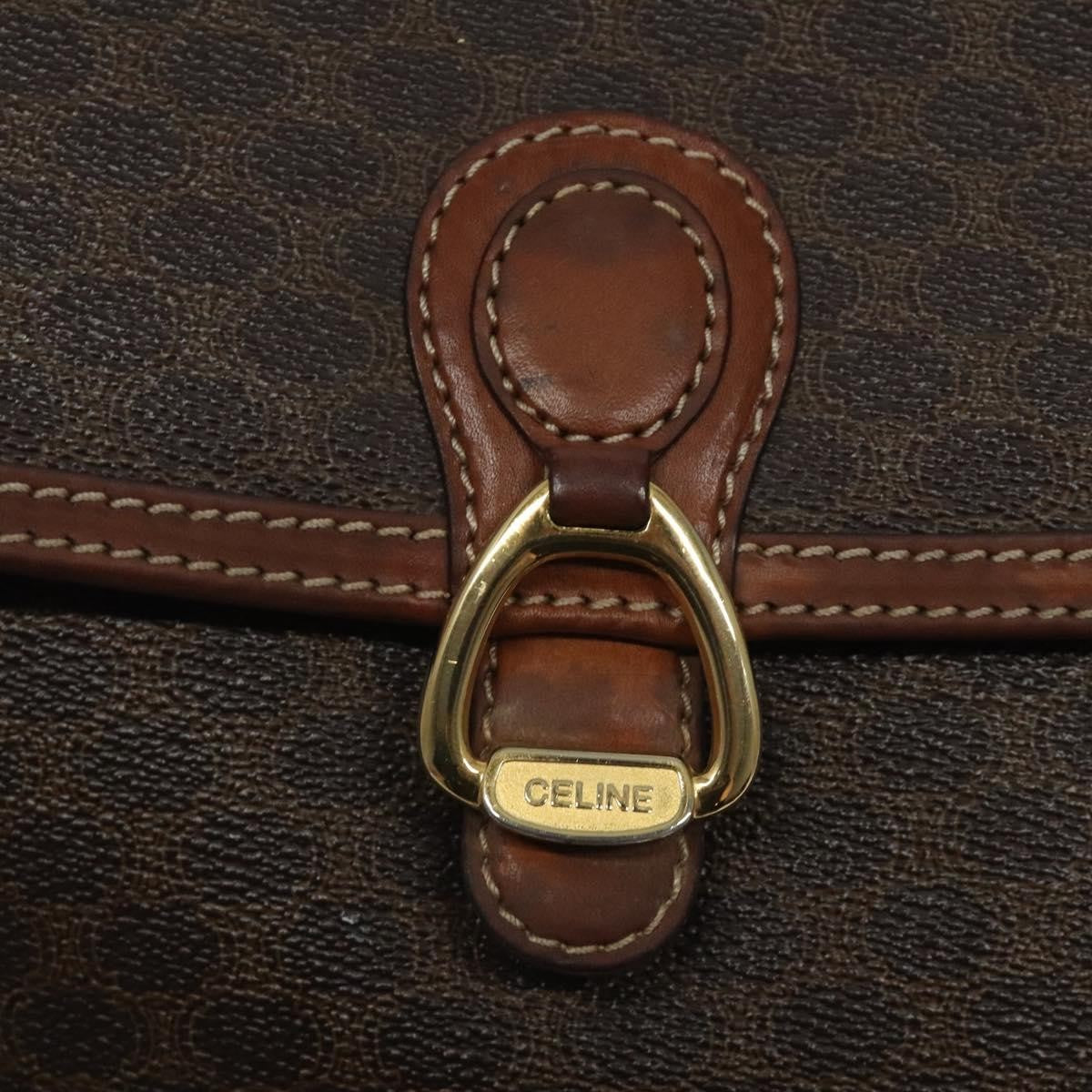 Celine Macadam Shoulder Bag Canvas, BROWN, CANVAS, Shoulder bag