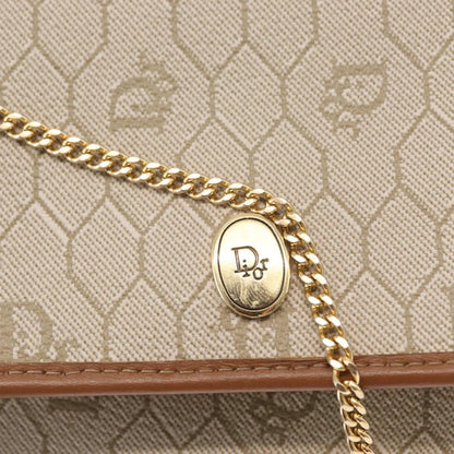 Christian Dior Vintage Honeycomb Flap Crossbody Bag Coated Canvas, BEIGE, CANVAS, Shoulder bag