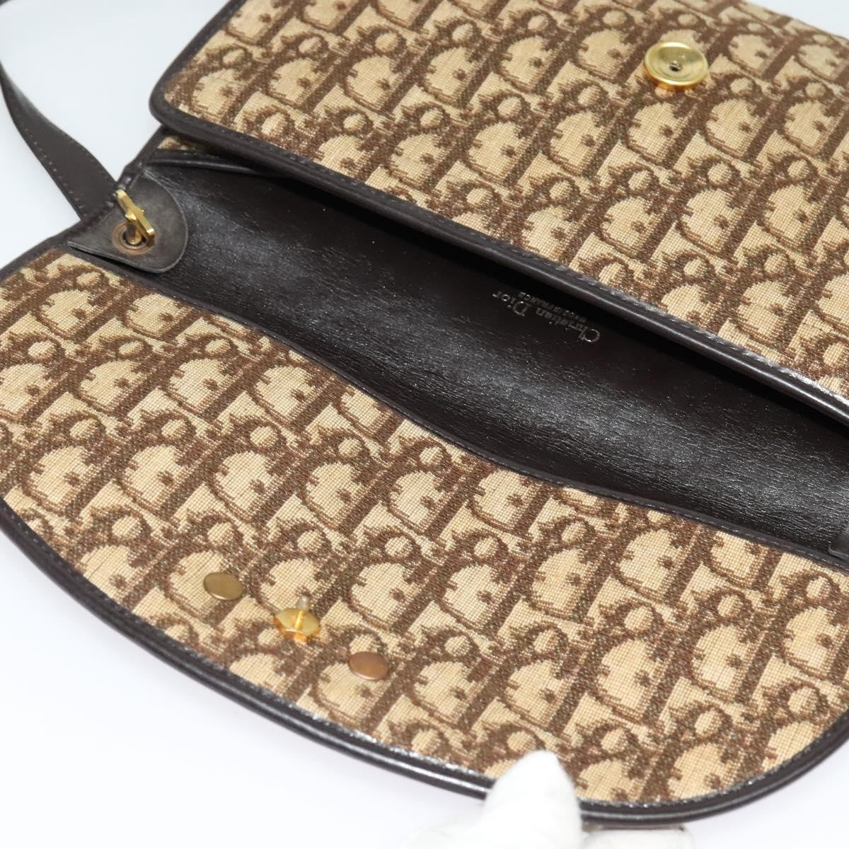 Christian Dior Vintage Flap Crossbody Bag Canvas, BROWN, CANVAS, Shoulder bag