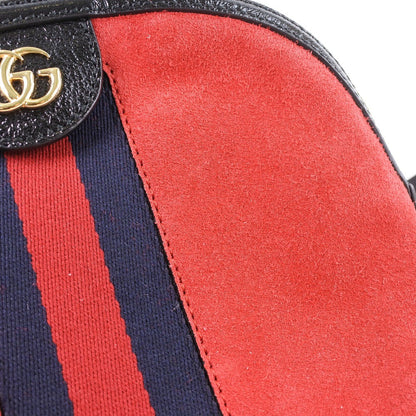 Gucci Ophidia Dome Shoulder Bag Suede, RED, SUEDE, Shoulder bag