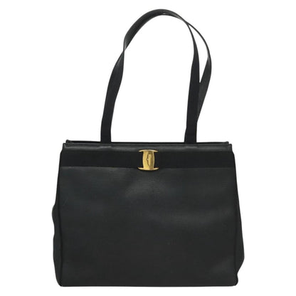 Salvatore Ferragamo Vintage Vara Bow Tote Lizard Embossed Leather, NAVY, LEATHER, Tote bag