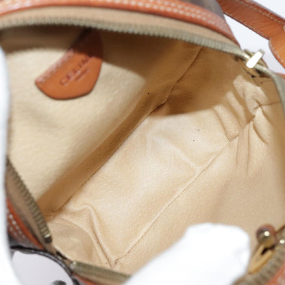 Celine Vintage Macadam Circle Logo Shoulder Bag Canvas and Leather, Brown, Canvas, Shoulder Bag