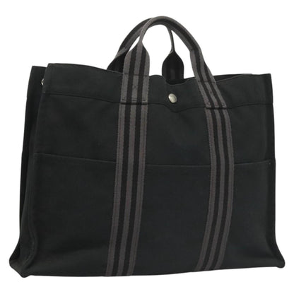 Hermes Fourre Tout Tote Canvas, BLACK, CANVAS, Tote bag