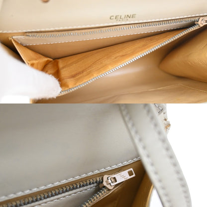 Celine Vintage Triomphe Flap Bag Leather, WHITE, LEATHER, Shoulder bag