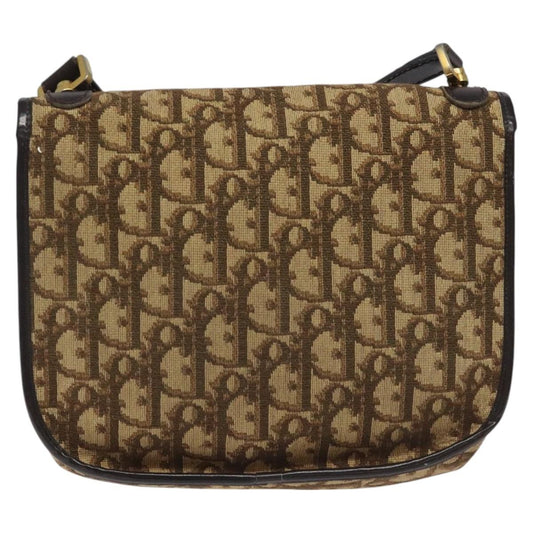 Christian Dior Vintage Trotter Flap Shoulder Bag Canvas, BROWN, CANVAS, Shoulder bag