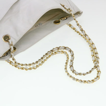 Chanel Vintage Shopping Tote Lambskin, WHITE, LEATHER, Shoulder bag