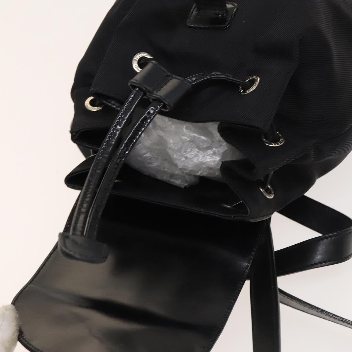 Gucci Vintage Bamboo Backpack Nylon and Patent Leather, BLACK, NYLON, Backpack