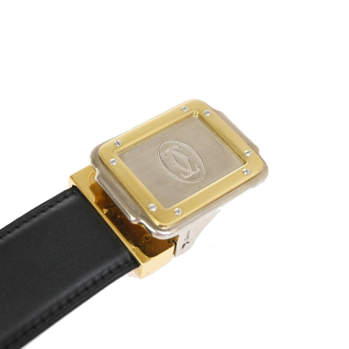 Cartier Santos Plaque Reversible Belt Leather, Black, Leather, Belt