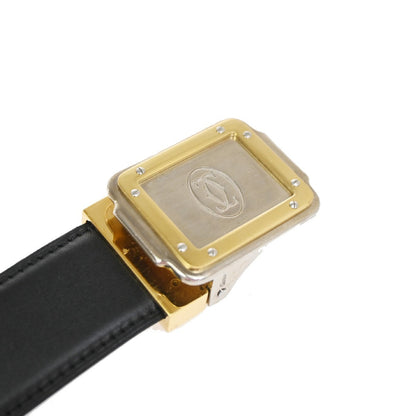 Cartier Santos Plaque Reversible Belt Leather, Black, Leather, Belt