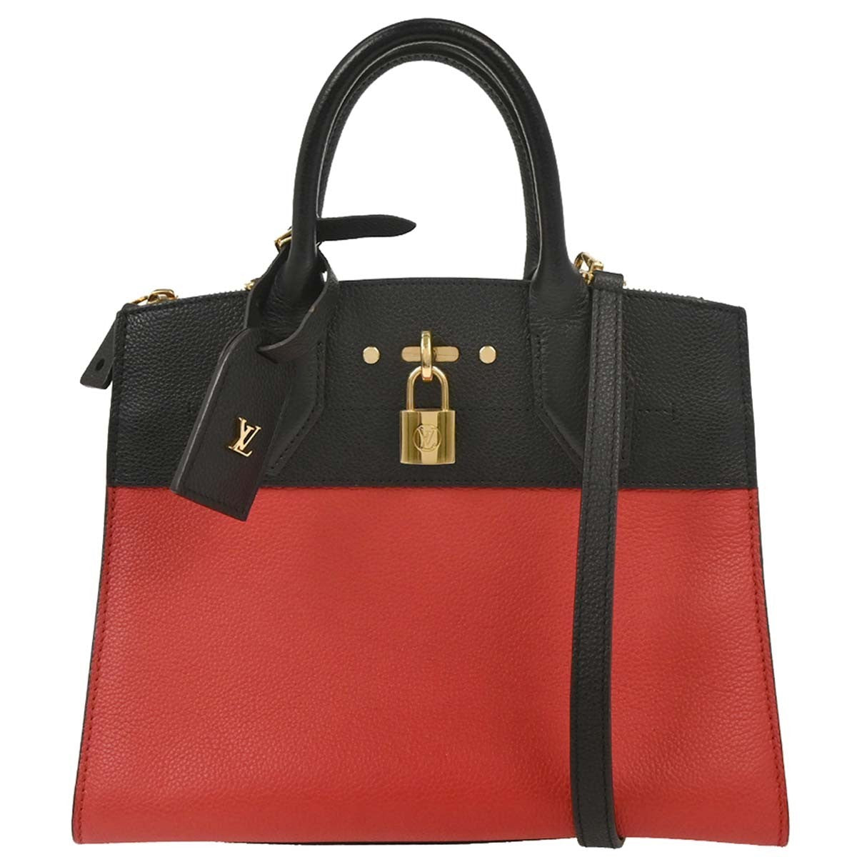 Louis Vuitton City Steamer Handbag Leather, RED, LEATHER, Handbag