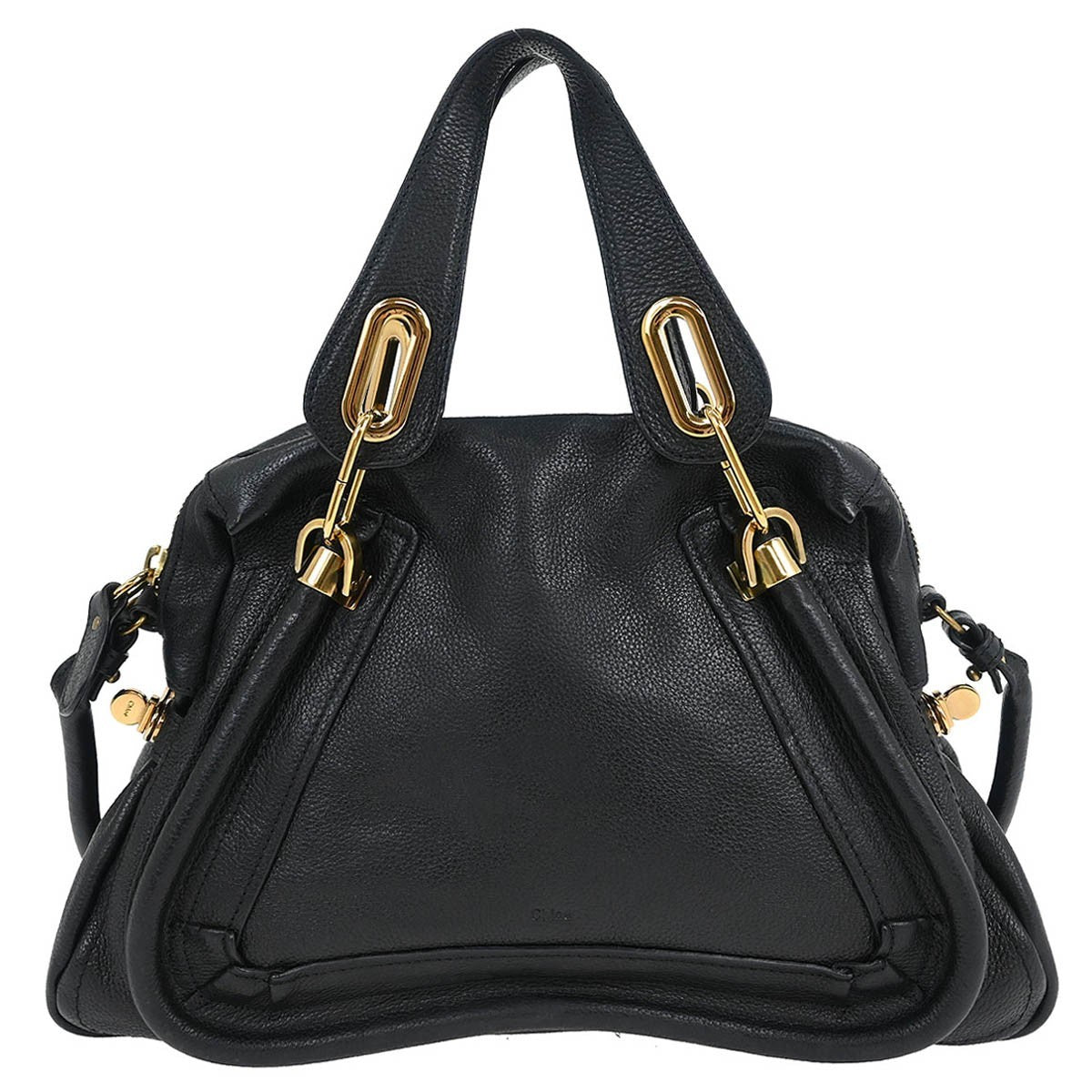 Chloe Paraty Top Handle Bag Leather, BLACK, LEATHER, Handbag