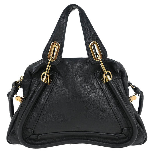 Chloe Paraty Top Handle Bag Leather, BLACK, LEATHER, Handbag