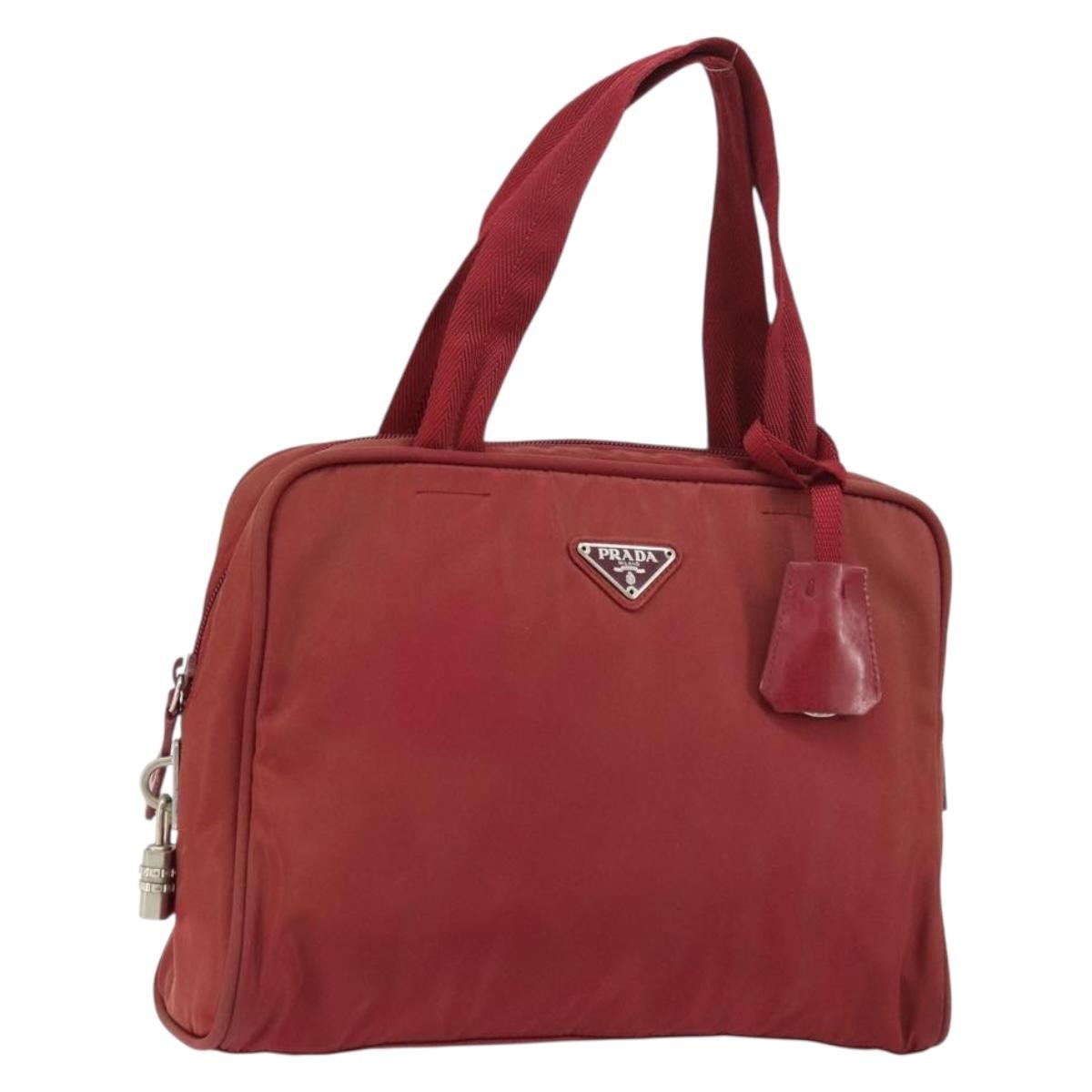 Prada Zip Around Tote Tessuto, Red, Nylon, Shoulder Bag